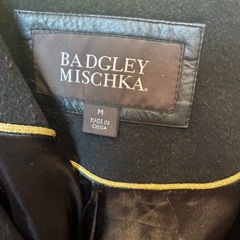 Badgley Mischka Black Trench Coat, wool blend - Picture 5 of 6